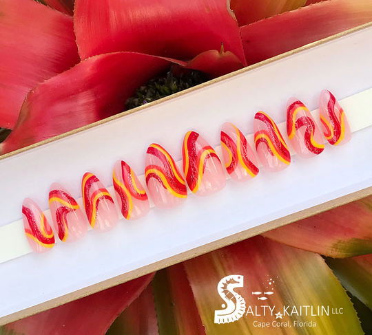Hot Swirl Summer Gel Press On Nails