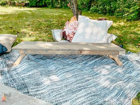 Low Portable Picnic Table With Foldable Legs 40x11, Boho For Beach Yard Lake, Outdoor Wedding Party Decor
