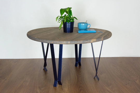 Metal Table Legs, Coffee End Steel Round Antique Blue Color