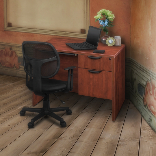 Legacy 42" Single Pedestal Desk with Pencil Drawer- Ash Grey