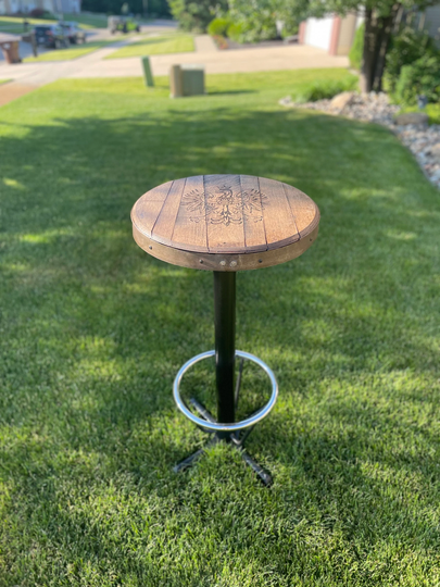 Pub Table 42" Tall Laser Engraved with Footrest