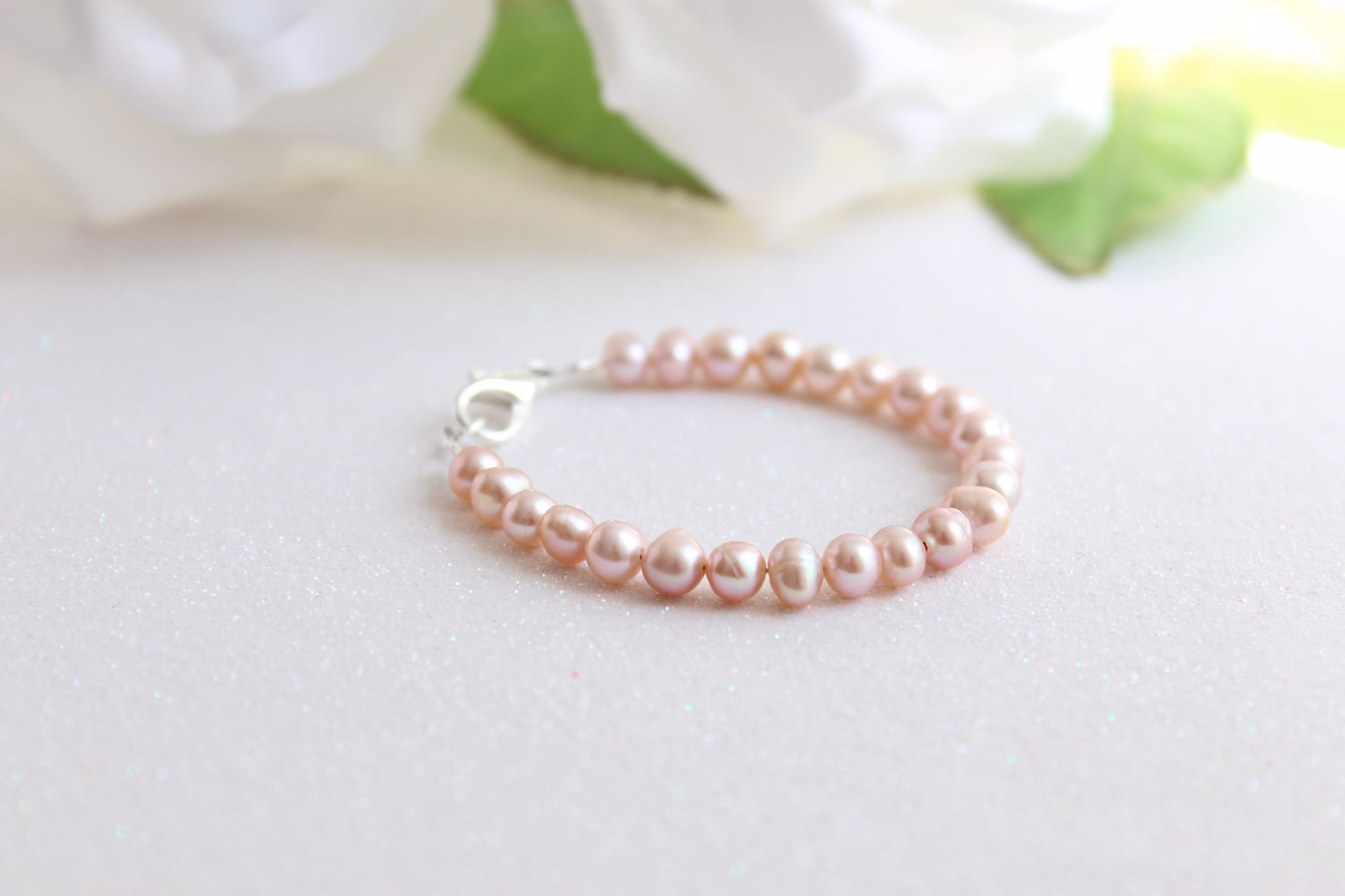 Real Pearls Pink Baby Bracelet, Gift For Girl, Genuine Freshwater