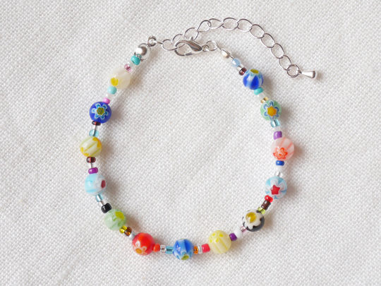 Millefiori Glass Bead Bracelet | Colorful Beaded With Flower Beads Seed Cute Multicolor Handmade Jewelry For Her