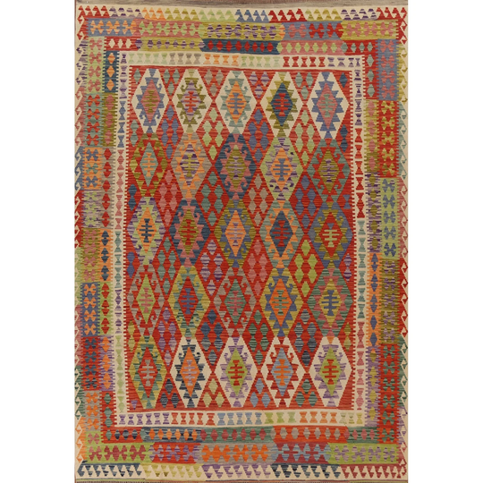 Kilim Multi-Color Area Rug Reversible Hand-woven Wool Carpet - 8'4" x 11'4"