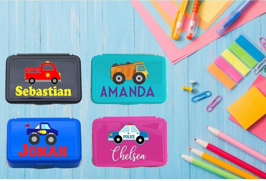 Personalized Pencil Box Custom Car Themed Case Back To School Supplies Storage Sensory Travel Busy Kit