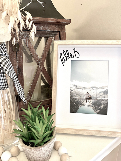 Wedding Photo Table Numbers, Calligraphy On Mats, Numbers With Photo, Decor