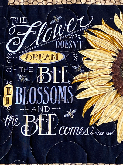 Bees & Blossoms Quilted Table Runner 37.5" X 13.5" #8555