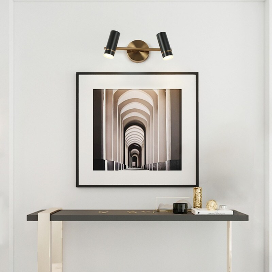 Black Gold 2/3-Light Modern Bathroom LED Vanity Light with Cylinder Shades