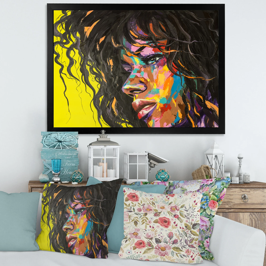 Designart 'Colorful Fantasy Portrait of A Young Woman I' Modern Framed Art Print