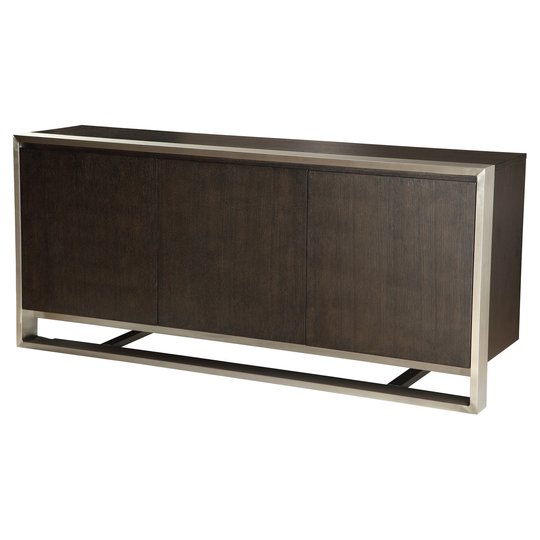 Aurelle Home Brown Oak and Stainless Steel Sideboard