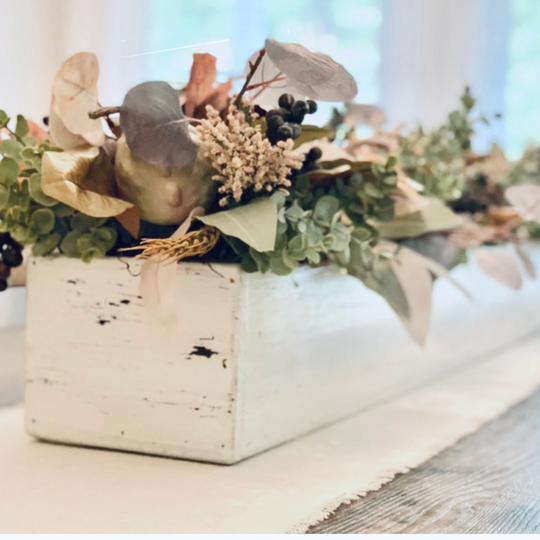 Rustic Wood Table Centerpiece, Mason Jar Farmhouse Mantle Décor, Planter Box