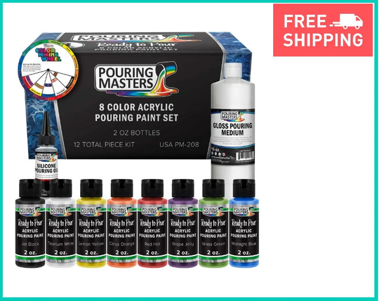 8 Color Ready To Pour Acrylic Pouring Paint Set Pre-Mixed High Flow 2Oz Bottles