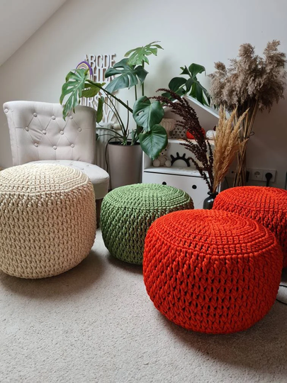 Crochet Filled Pouf, Pouf Ottoman, Cover, Pouffee, Chair, Coffee Table, Custom, Nursery Decor, Handmade Gifts