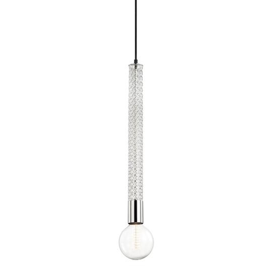 Mitzi by Hudson Valley Pippin 1-light Polished Nickel Pendant with Clear Swirl Accents