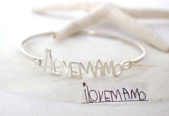 Children's Handwriting Bangle Personalized in Sterling Silver Signature Bridesmaid Gift Mother Bh05