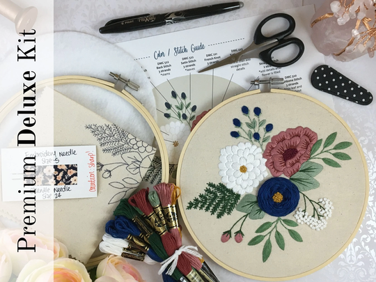 Deluxe Embroidery Kit, Southern Flowers Beginner Hand Floral Diy Craft Hoop Art Kit