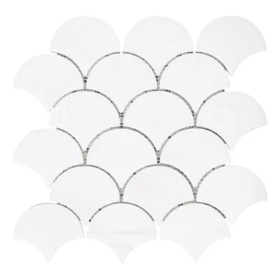 Bianco Dolomite 3" x 3" Marble Fish Scale Mosaic Wall & Floor Tile