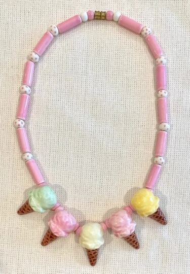 Flying Colors Ice Cream Cones Ceramic Necklace, Vintage 1970S, Extremely Rare