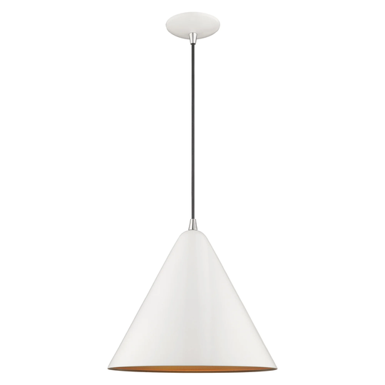Livex Lighting Metal Cone Shade 1-light Mini Pendant - 14"Dia. x 18"-75"Adj. H