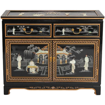 Abidul 40" Wide 2 Drawer Elm Solid Wood Sideboard