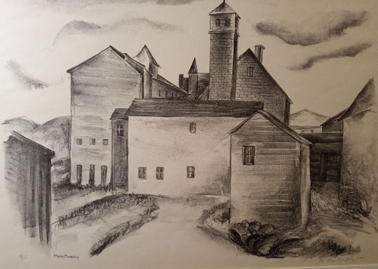 Minnie Lois Murphy "Village Scene", Lithograph, 1932, Signed in Pencil, | Free Shipping