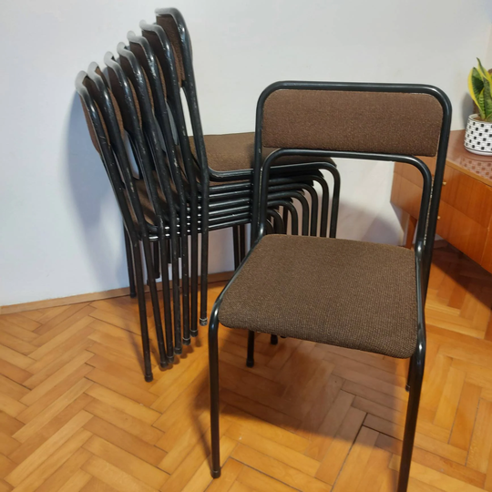 1 Of 8 Vintage Chairs/Tubular Dining Mid Century Space Age Chrome Design Italian Modernist Kitchen Stacking 70S