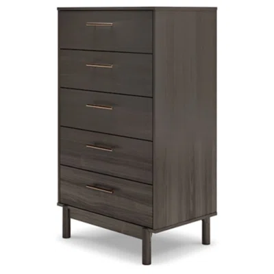 Burlwood 5 Drawer Storage Chest