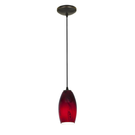 Access Lighting Merlot Bronze Cord Pendant with Red Sky Shade