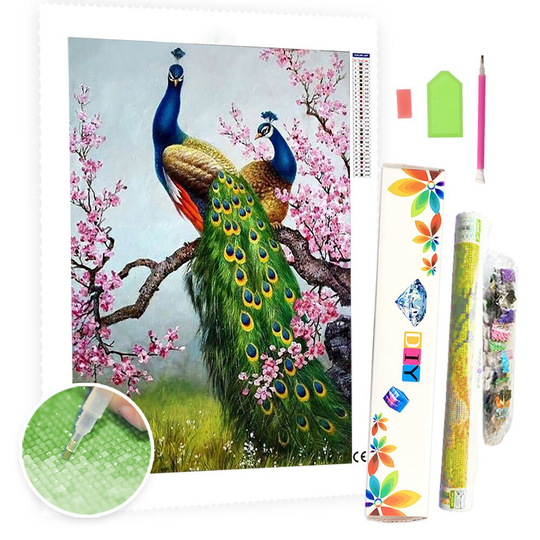 5D Diy Square Round Diamond Painting Kit Full Drill-Peacock On Branch-Diy By Number Rhinestone Pasted For Home Wall Decor
