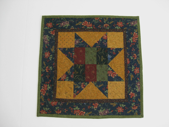 Blue Quilted Table Topper, Handmade Mat