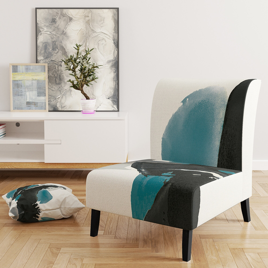 Designart 'Geometric Black and Teal IV' Upholstered Modern Accent Chair