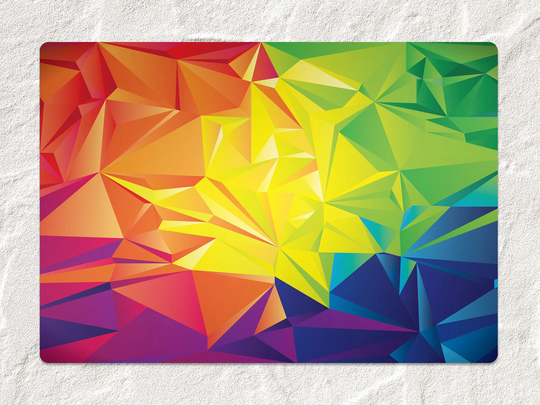 Colored Triangles Chair Mat, Green Vinyl Floor Orange Protective Geometric Splat Flooring, Gift Idea
