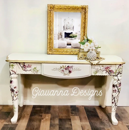 Vintage Table/Vintage Floral Sofa Table/Entryway Table/.console Table/ Tv Stand