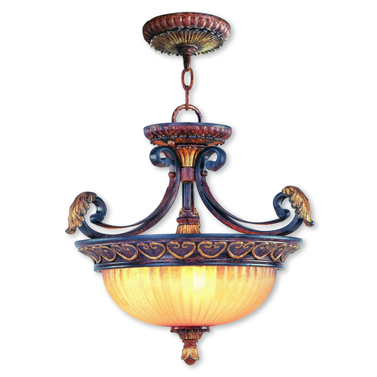 Livex Lighting Villa Verona 3-Light Verona Bronze Chain Hang/Ceiling Mount - Verona Bronze - 17"Dia. x 17.5"H