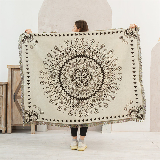 Mandala Throw Blanket Sofa Cover Chair Loveseat Slipcovers Fringed Couch Tassels Table Cloth Picnic