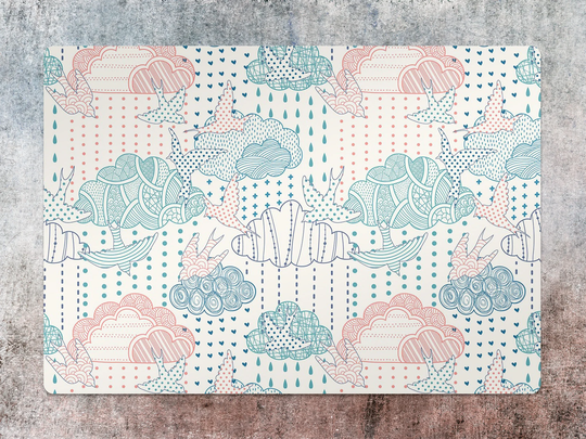 Clouds & Swallows Chair Mat, Blue Splat Pink Vinyl Floor Abstract Protective Pvc Office Room Rug, Comfort Mat