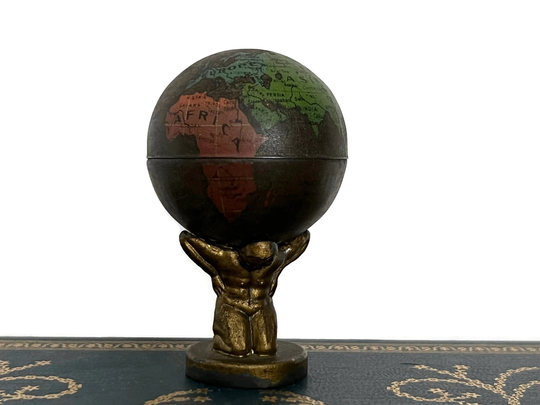Antique German Atlas Mini Globe As Is Missing Pencil Sharpener