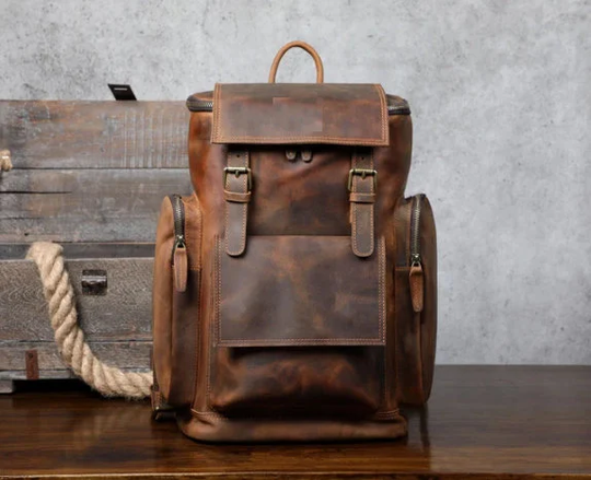 Leather Backpack, Rucksack, Top Full Grain Travel Rucksack, School Office Bag, Laptop Backpack/School Bag