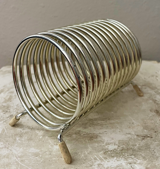 Vintage Coil Record Or Letter Rack/Mid Century Modern Light Brass Holder Retro Organization Mcm Office Storage
