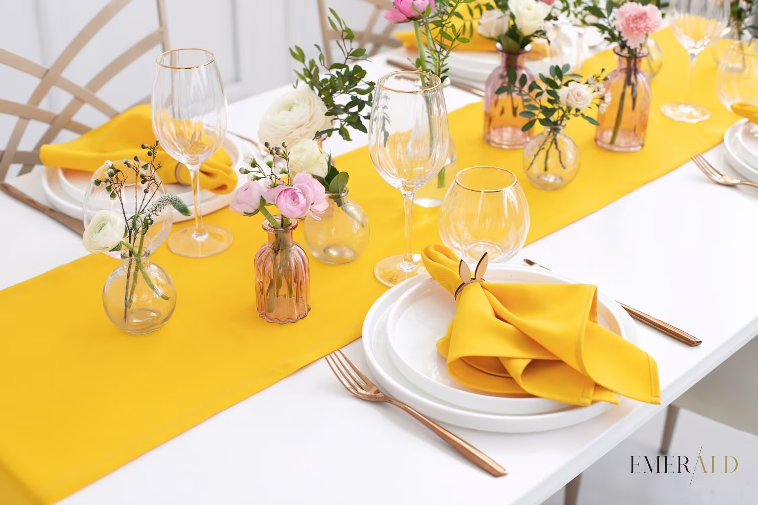 Yellow Table Set - Table Runner & Napkins Handmade Set Decor