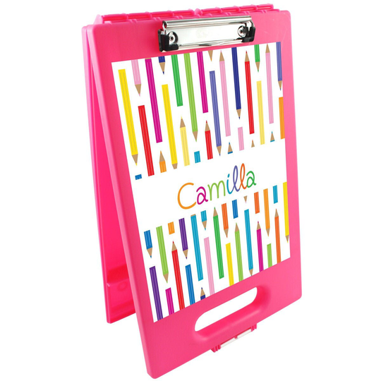 Color Pencils Clipboard Storage Case | Custom Plastic Clipcase Summer Camp Supplies School Gear |Art Box