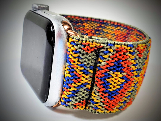 Blue Sage Orange Southwest Woven Elastic Watch Band For Apple -38mm 40mm 41mm 42mm 44mm 45mm ; All Series | Models 1 - 7 & Se
