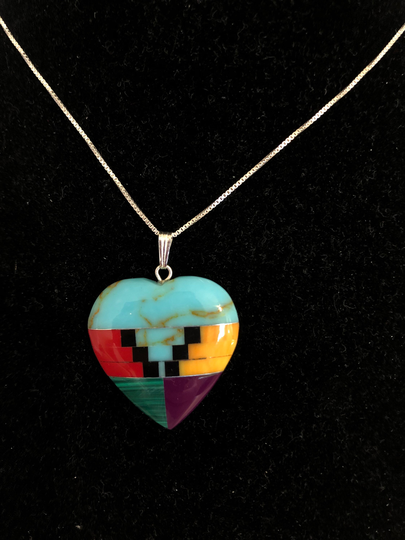 Heart/Colorful Heart Pendant/Multi Color Heart Pendant/Heart Necklace/sterling Silver/Heart Necklace
