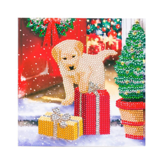 Labrador Pup, 18x18cm Crystal Art Card