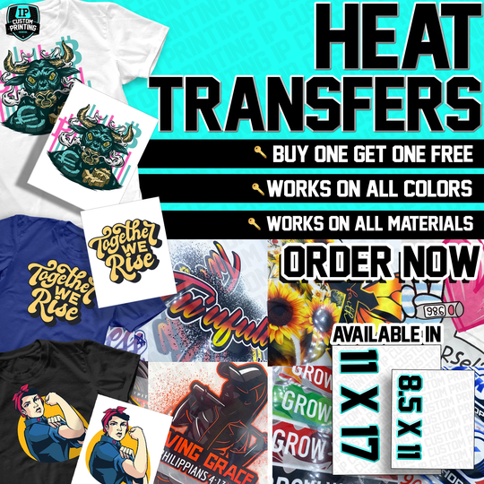 Full Color Screen Print Ready To Apply Multi Substrate Heat Press T-Shirt Transfers