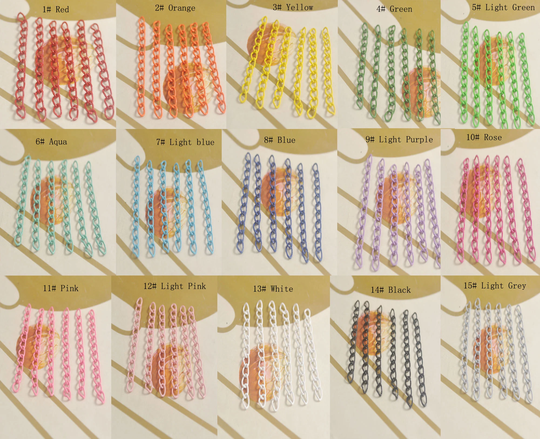 15 Colors Extension Chains, 50Pcs/100Pcs Colorful Metal Precut Chain Tail Link 50mm