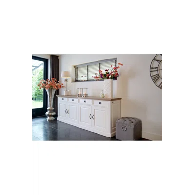 Oakdale 94" Wide 4 Drawer Oak Solid Wood Sideboard