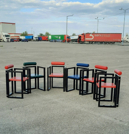 1 Of 6 Vintage Memphis Dining Chairs, Mid Century Chairs Made in 70's, Very Rare Multicolor
