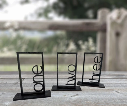 Modern Rectangle Table Numbers | Wedding Reception Gold Silver Rose
