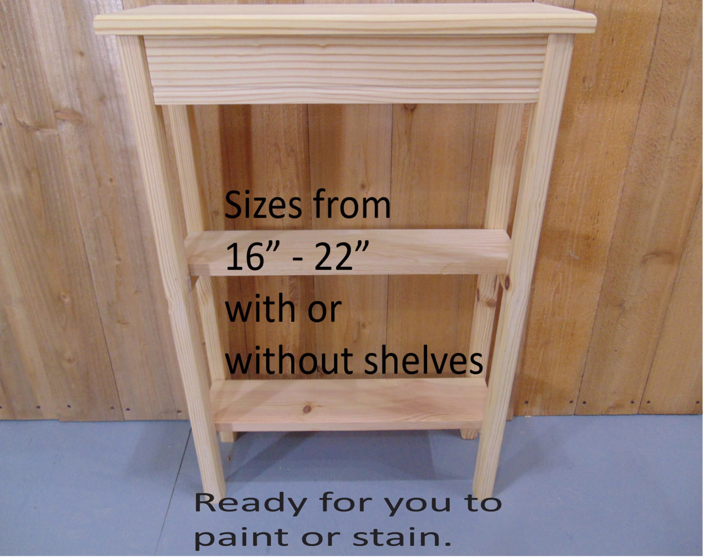 Unfinished 22" Table With Two Shelfs, Console Sofa Foyer, Hall Table, Cottage
